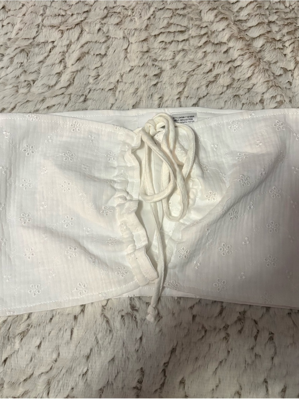 White Eyelet Lace-Up Cotton Crop Top